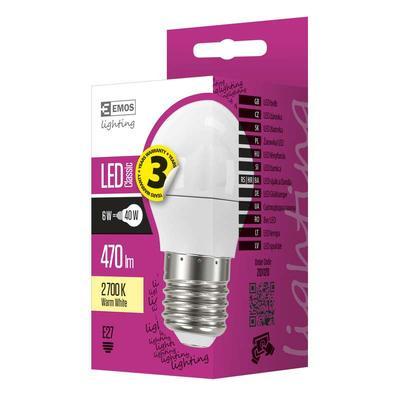 Emos ZQ1120 LED žárovka Classic Mini Globe 6W E27 teplá bílá - 2