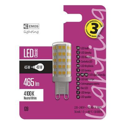 Emos ZQ9541 LED žárovka Classic JC A++ 4,5W G9 neutrální bílá - 2